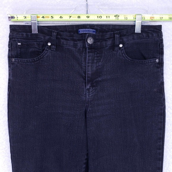 Bandolino Black Stretch Flap Pockets Womens Size 12 Mid Rise Denim Casual Pants - Picture 2 of 9
